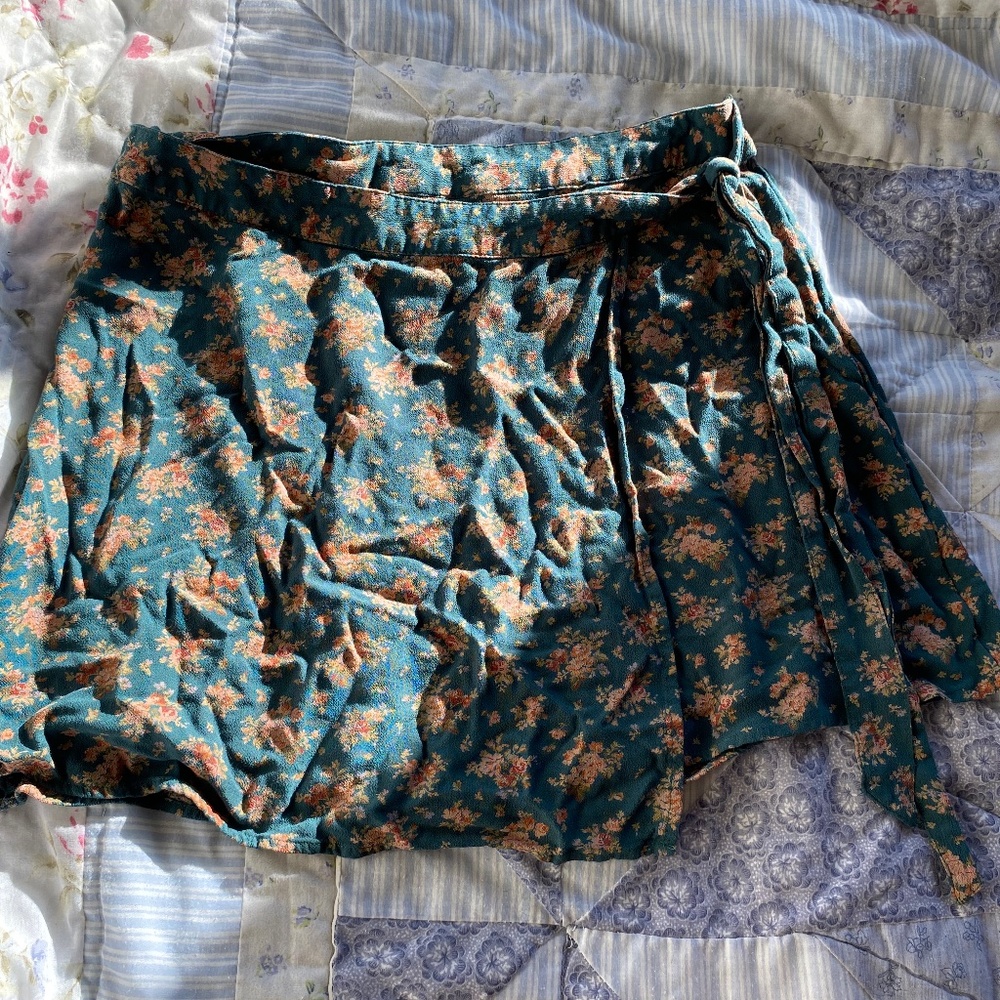 Green floral skirt with strings